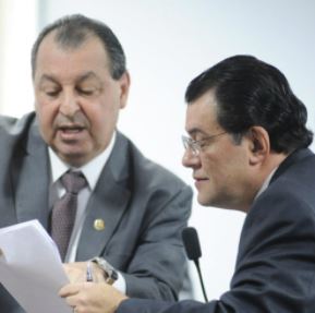 Omar Aziz e Eduardo Braga na CPI da Covid no Senado