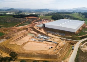 Centro logístico em construção no município de Itajaí (SC). Foto: Divulgação/Prefeitura de Itajaí